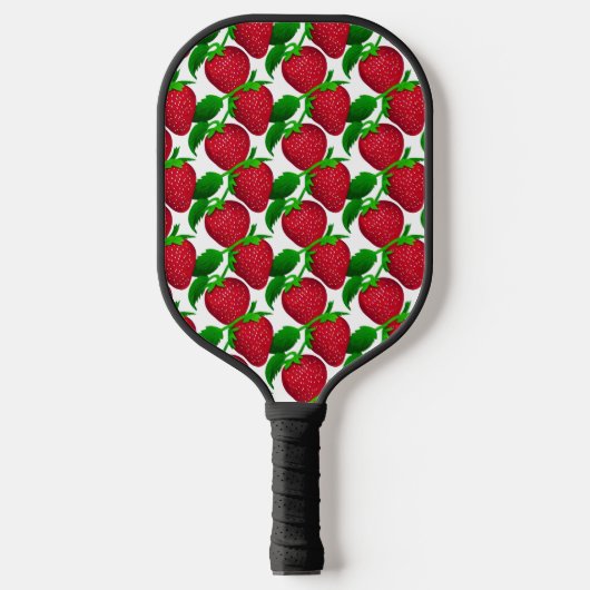 Aardbeien op wit achtergrondpatroon pickleball paddle (Voorkant)