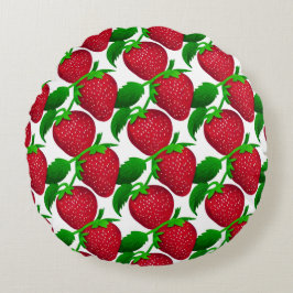 Aardbeien op wit achtergrondpatroon rond kussen