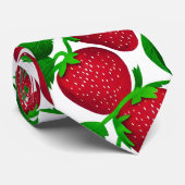 Aardbeien op wit achtergrondpatroon stropdas (Opgerold)