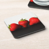 Aardbeien op wit boven het zwarte klooster bier onderzetter (Linkerzijde)
