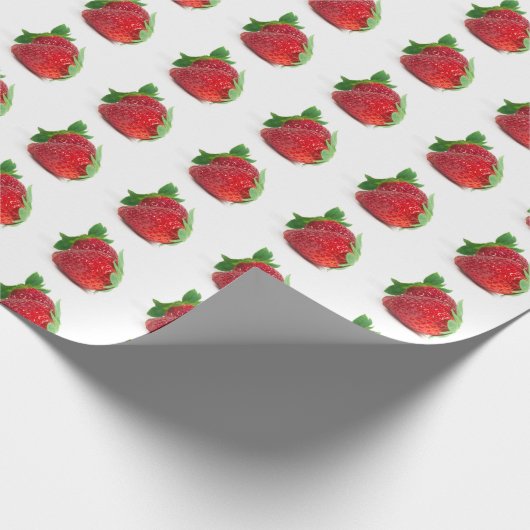 Aardbeien op wit cadeaupapier (Hoek)