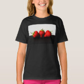 Aardbeien op wit over zwart GCM T-shirt (Voorkant)