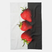 Aardbeien op wit over zwart ktcnm theedoek (Verticaal)