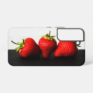 Aardbeien op wit over zwart sgcnm samsung galaxy hoesje