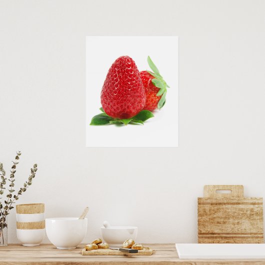 Aardbeien op wit poster (Keuken)