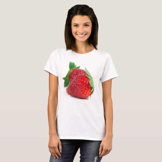 Aardbeien op wit t-shirt (Voorkant volledig)