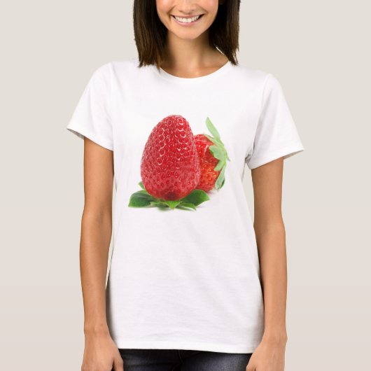 Aardbeien op wit t-shirt (Voorkant)