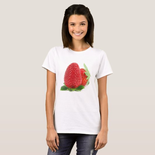 Aardbeien op wit t-shirt (Voorkant volledig)