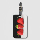 Aardbeien op Zwart Over Wit bc ltcnm Bagagelabel (Voorkant (verticaal))