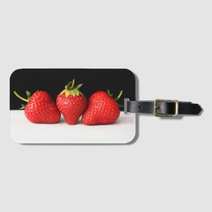 Aardbeien op Zwart Over Wit bc ltcnm Bagagelabel