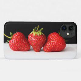 Aardbeien op zwart over wit iphcnm Case-Mate iPhone case