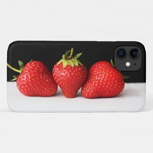 Aardbeien op zwart over wit iphcnm Case-Mate iPhone case (Achterkant (horizontaal))
