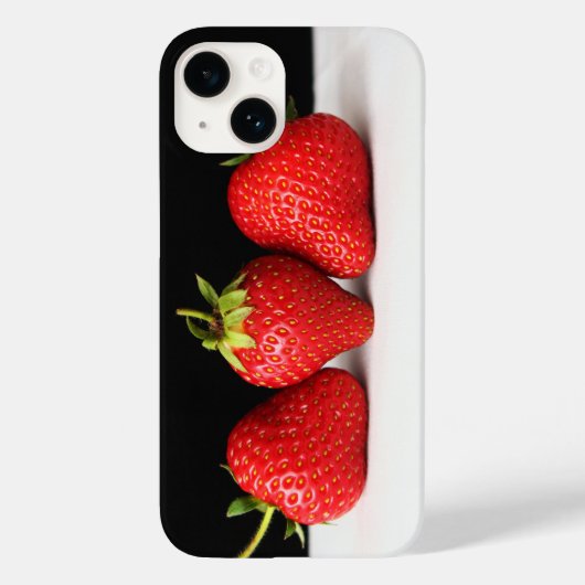 Aardbeien op zwart over wit iphcnm Case-Mate iPhone case (Achterkant)