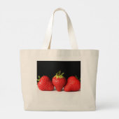 Aardbeien op zwart over wit jtcnm grote tote bag (Achterkant)