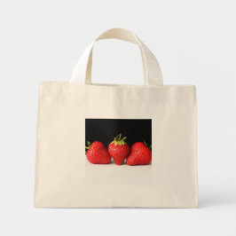 Aardbeien op zwart over wit TTCNA Mini Tote Bag