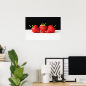 Aardbeien op zwart-wit wapon poster (Thuiskantoor)
