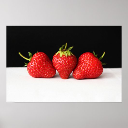 Aardbeien op zwart-wit wapon poster (Voorkant)