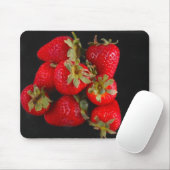 Aardbeien op zwarte Mousepad Muismat (Met muis)