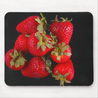 Aardbeien op zwarte Mousepad Muismat