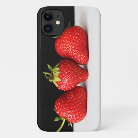 Aardbeien op zwarte over witte iphcna Case-Mate iPhone case (Achterkant)