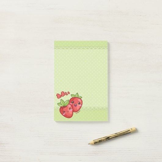 Aardbeien Opmerkingen Post-it® Notes (Op bureau)
