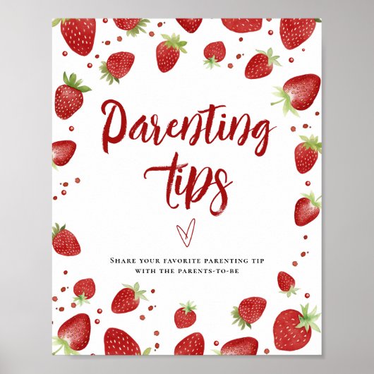 Aardbeien Ouderschap Tips 8x10 Tafelbord Poster (Voorkant)