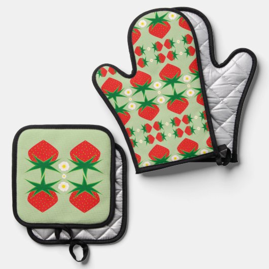 Aardbeien Ovenwant & Pannenlap Set (Voorkant / Achterkant)