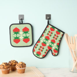 Aardbeien Ovenwant & Pannenlap Set