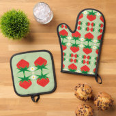 Aardbeien Ovenwant & Pannenlap Set (Top down)