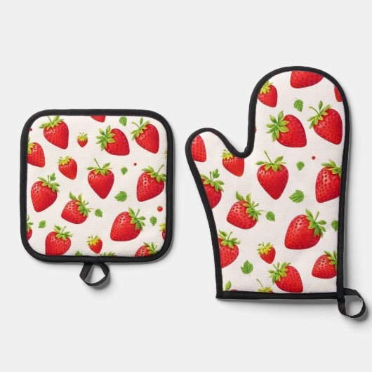 Aardbeien Ovenwant & Pannenlap Set (Voorkant)