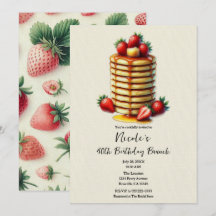 Aardbeien Pannenkoeken Stapel Verjaardag Brunch