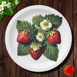  aardbeien papieren bordje