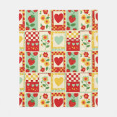 Aardbeien Patchwork Picknick Fleece Deken (Voorkant)