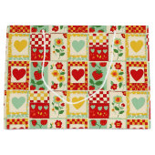 Aardbeien Patchwork Picknick Groot Cadeauzakje (Voorkant)