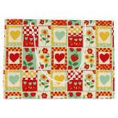 Aardbeien Patchwork Picknick Groot Cadeauzakje (Achterkant)