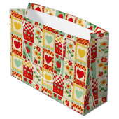 Aardbeien Patchwork Picknick Groot Cadeauzakje (Achterkant Gekanteld)
