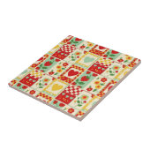 Aardbeien Patchwork Picknick Tegeltje (Zijkant)