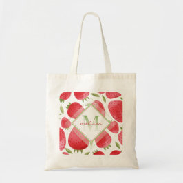 Aardbeien Patroon 🍓 Aardbei Monogram Tote Bag