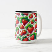 Aardbeien Patroon Tweekleurige Koffiemok (Voorkant rechts)