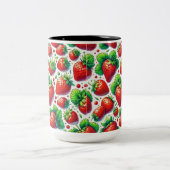 Aardbeien Patroon Tweekleurige Koffiemok (Center)
