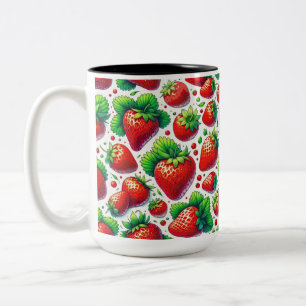 Aardbeien Patroon Tweekleurige Koffiemok