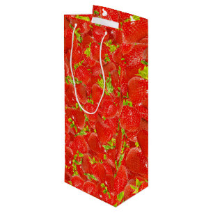 Aardbeien Patroon Wijn Cadeautas