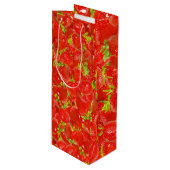 Aardbeien Patroon Wijn Cadeautas (Voorkant Gekanteld)