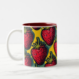 Aardbeien Pattern Fruitarian Berry aardbeien F Tweekleurige Koffiemok