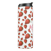 Aardbeien Pattern Monogram Initiaal Naam Thermosbeker (Gedraaid links)