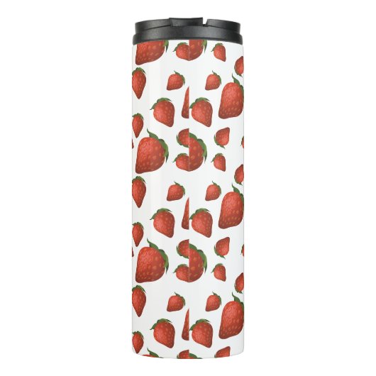 Aardbeien Pattern Monogram Initiaal Naam Thermosbeker (Achterkant)