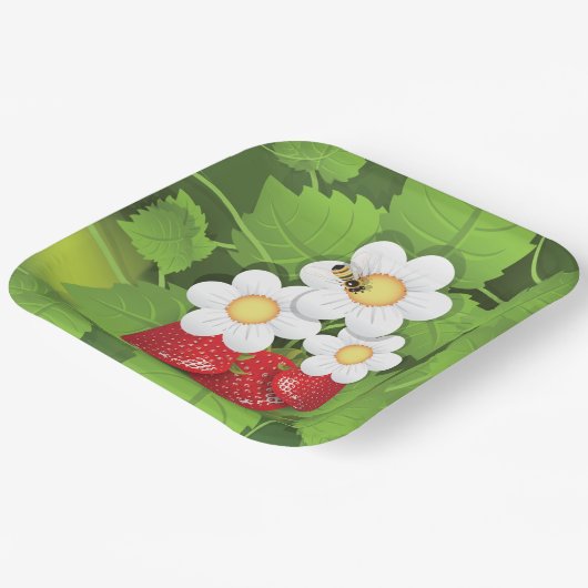 Aardbeien Plant Papieren Bordje (Gebogen)