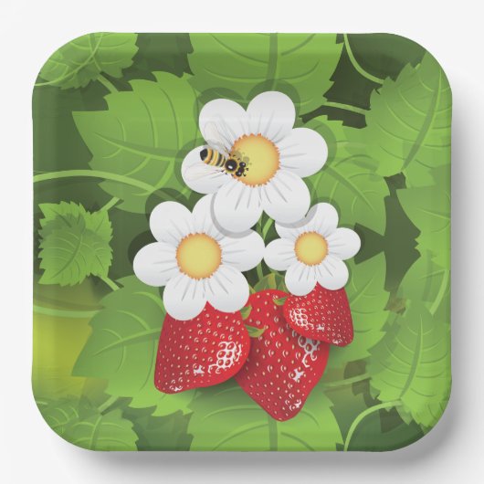 Aardbeien Plant Papieren Bordje (Voorkant)