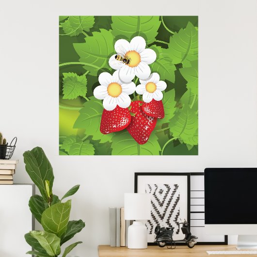 Aardbeien Plant Poster (Thuiskantoor)