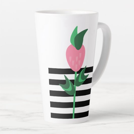 Aardbeien Plant Zwarte strepen Latte Mok (Rechterhoek)